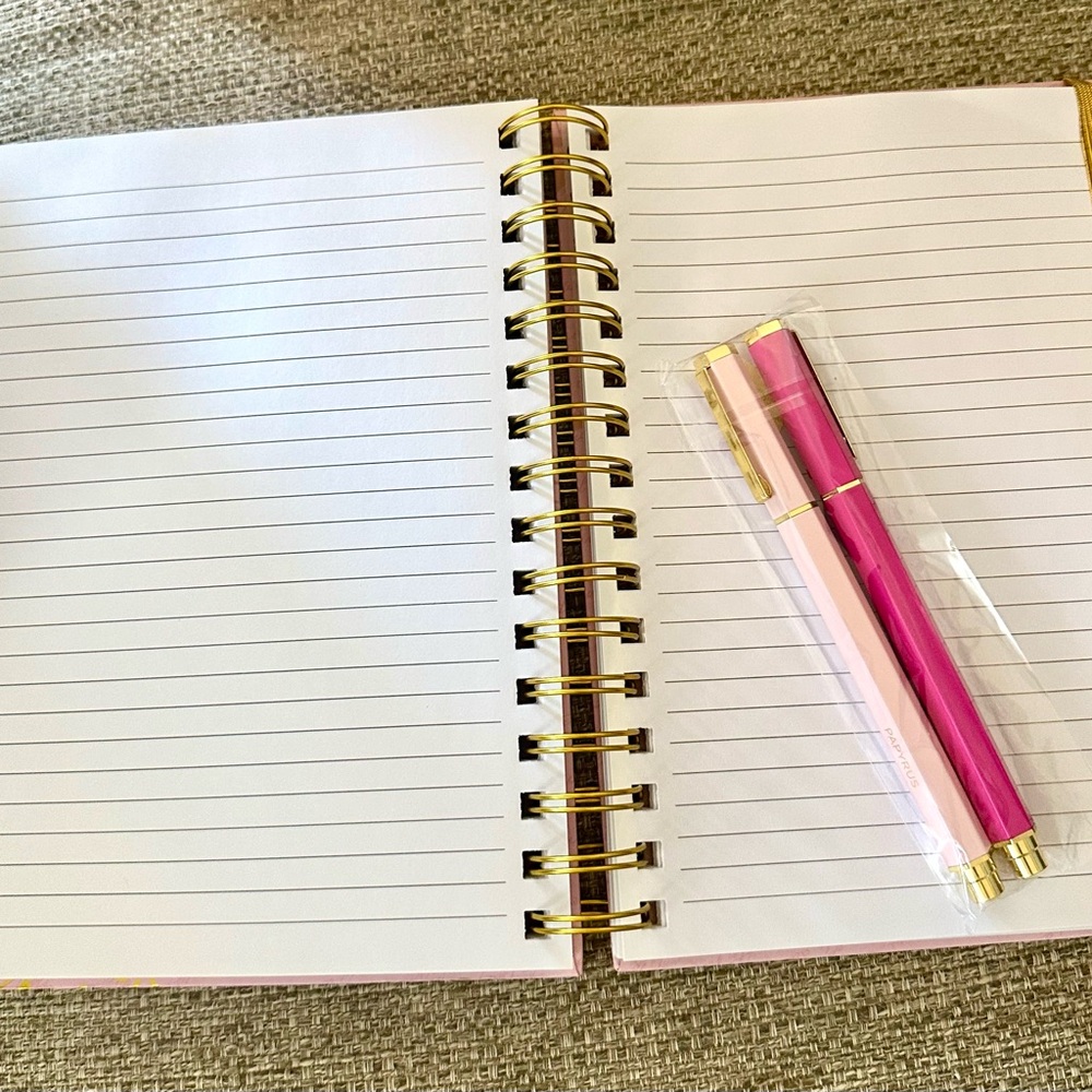 Paris Themed Pink & Gold 320 page Notebook with Papyrus Pink & Gold Pen Set - Picture 13 of 16